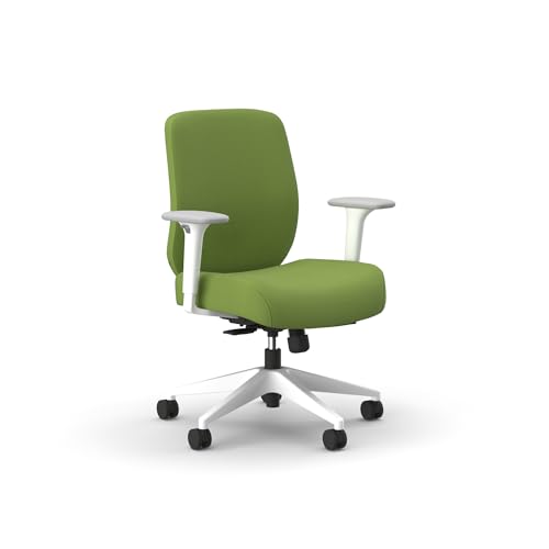 Image of HON Altern Ergonomic Fabric Office Chair, Low‑Back Desk Chair with Adjustable Arms, Seat Slide, Synchro‑Tilt, Rolling Computer Seat for Home Office, White Frame, Pear