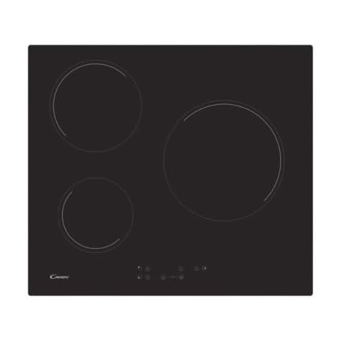 Candy CH63CT, Placa Vitrocerámica, 3 Zonas, 60CM, 10 Niveles de Potencia, 5,5KW, Mandos Centrales Cover