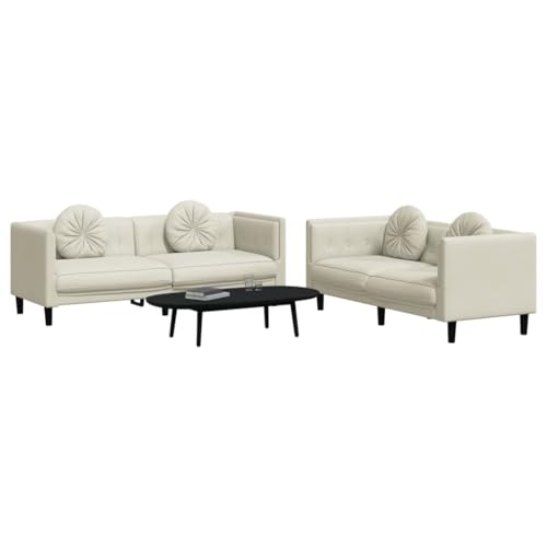Emmtore Sofagarnitur, Sessel Couch Sofa für Wohnzimmer, Loungesofa Polstersofa mit Kissen, Couchgarnitur Sitzmöbel,Modern,Creme,2-Sitzer + 3-Sitzer – Bild 5