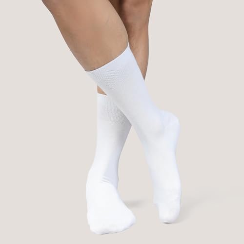 Dress Socks for Men's - Soft Cotton Breathable Reinforced Heel & Toe Snug Pull-On Fit for Work Gym & Everyday Comfort, 3 Pair4