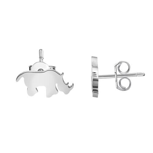 FAADBUK Rhino Stud Earrings - Rhinoceros Animal Jewelry Safari Wildlife Zoo Keeper Gift