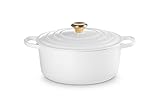 Le Creuset Signature Enameled Cast-Iron 7-1/4-Quart Round French (Dutch) Oven, White