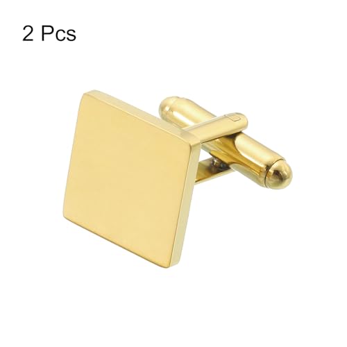 uxcell 2 piezas Mancuernas cuadradas de acero inoxidable dorado miniatura 3