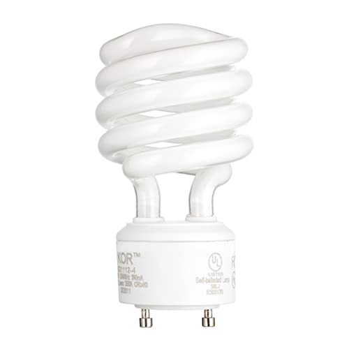 Kor (Pack Of 4) 23 Watt Mini Spiral - Gu24 Base - (100W Equivalent) - T2 Mini-Twist - Cfl Light Bulb (Soft White (2700K)) #TOP1