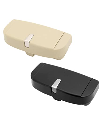 Image of AUGEN Multi-Function Big Face Sunglasses Frame Car Glasses Case Sun Visor Clip Holder Eyeglasses Glasses Case Storage Box Accessories (Pack of 2) (Black & Beige)