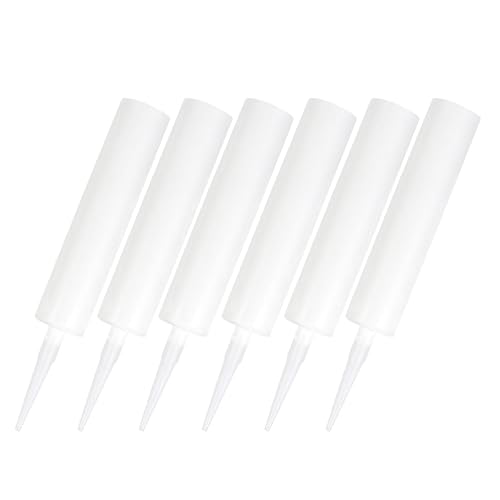FUTUREORYY White Plastic Caulk Tubes 6Pcs Refillable Sealant Tubes Designed for Tile Joint Repairs and Adhesive Dispensing