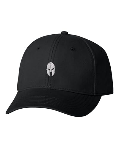 One Size Black Baseball Spartan Warrior Helmet Embroidered Dad Hat Structured Cap