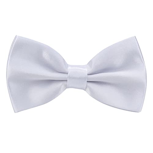 RSXING Herren Fliege Klassische gebundene Fliege Formal solide Smoking Einstellbare Erwachsenefliege für Hochzeit Party einfarbig Junge Fliege (Weiß) Cover