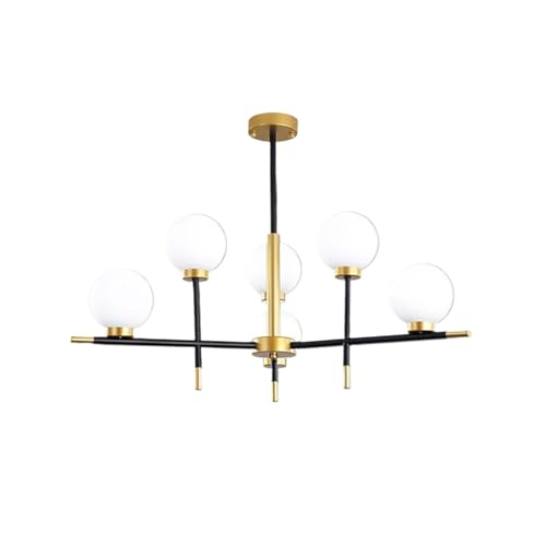 Nordic white glass pendant light et grand lustre suspendu 8 branches pour salon