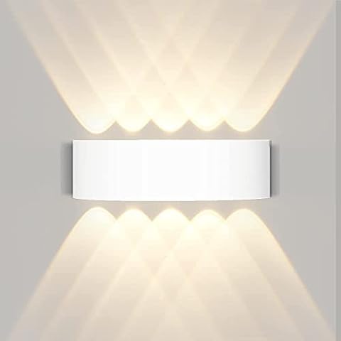CANMEIJIA LED Wall Lights for Living Room 10W 3000K Aluminum IP65 Waterproof Up and Down Wall Lights Wall Sconce for Living Room, Bedroom, Hallway, Stairs,Garden(White- 1 Warm Light) Cover