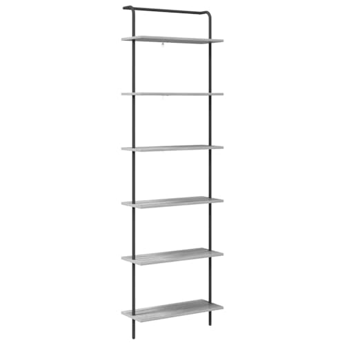Librería gris Sonoma de 60x24x203 cm con 6 compartimentos de madera 2