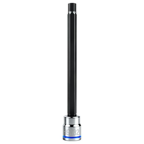Image of 3 /8 Inch Drive Long Hex Bit Socket, H9 /32, Full Polished, Premium CR-V & S2 Alloy Steel Head Made for Auto /Mechanical