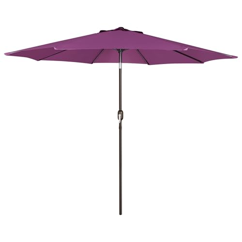 Image of Blissun 9' Outdoor Patio Umbrella, Outdoor Table Umbrella, Yard Umbrella, Market Umbrella with 8 Sturdy Ribs, Push Button Tilt and Crank