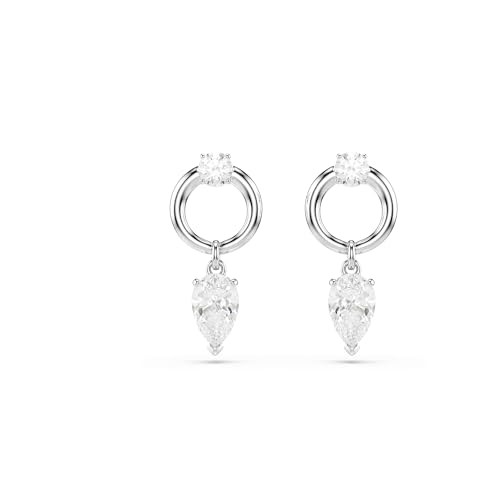 Swarovski Mesmera drop earrings, Mixed cuts, White, Rhodium Finish