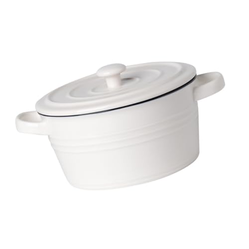 DIYEAH Tazón de Sopa de Cerámica con Doble Asa y Tapa Resistente al Calor Tamaño 6 Pulgadas Adecuado para Cocinar al Vapor y Servir Sopas Hogar y Restaurantes