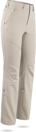 normani Outdoor Sports Damen Softshellhose Hose Trekkinghose Winddichte,atmunsgaktive Funktionshose auf 3/4 Länge kürzbar (XS(34)-L(42)) Farbe Beige Größe XS/34-36