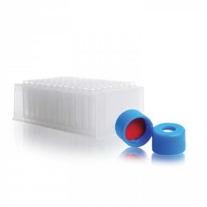 07-8075B-1000-A Polypropylene µLPlate Sampling System Assembled Component Kit, 1.0 ml, Clear, Conical Insert Installed in µLPlate and Blue Cap with Precut PTFE/Silicone Septa