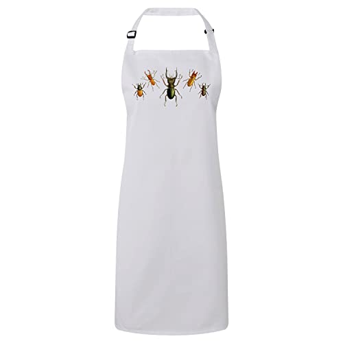Tablier cuisine blanc scarabées idée cadeau originale pour passionné de biologie et nature