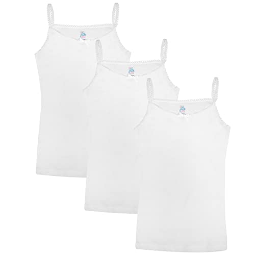 Jack & Jill Girls Undershirts - Cami Tank Top - White Tank Top - 100% Cotton - 3 Pack (Size 10)