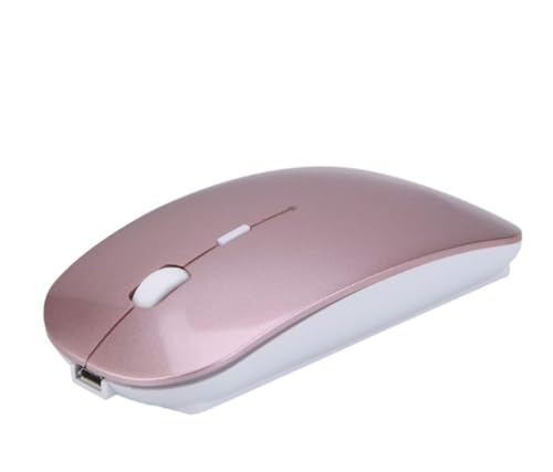 Ratón inalámbrico recargable Bluetooth y ratón óptico portátil color oro rosa para ordenador