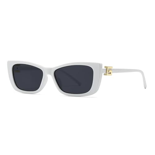 Lunettes de soleil œil de chat tendance blanche avec finition moderne et design soigné pour femme