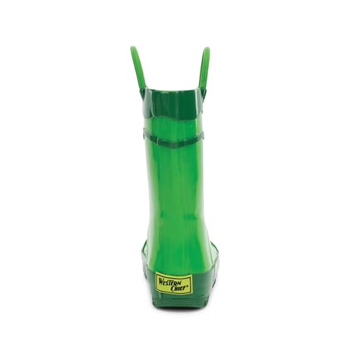 Western Chief Boys Waterproof Printed Rain Boot with Easy Pull On Handles, Fritz The Frog, 7 M US Toddler