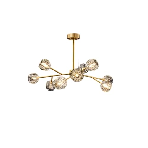 Lustres en cristal 12 lumières plafonnier Spoutnik doré design salon