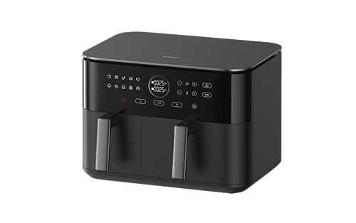 Xiaomi Dual Zone Air Fryer 10L, 2 compartimentos de 3,5 L y 6,5 L, 230 °C, función SYNC, 9 modos, 2700 W, baja en grasa, control táctil, apto para lavavajillas, color negro