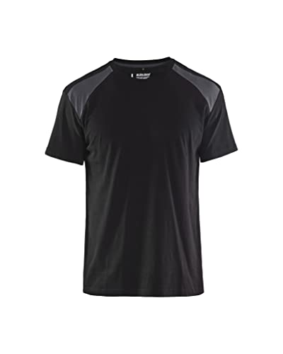 Camiseta blanca y gris talla L de algodón para hombre con cuello redondo básico