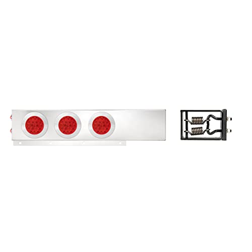 Image of GG Grand General 91022 Spring Loaded Stainless Steel Mud Flap Hanger with Red /Red LED Light, 2.5 Inches Bolt Spacing, Pair