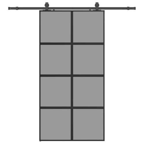 vidaXL Puerta corredera herrajes negro 102,5x205 cm vidrio templado, puerta interior, puerta corrediza de granero, puerta corrediza interior