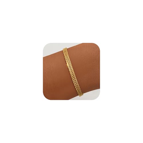 Gold Bracelets for Women, 18K Gold 925 Sterling Silver Mesh Bracelets - image 1