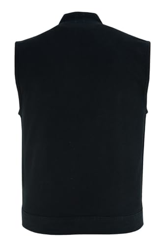Vance Leather Men's Black Denim Collarless Club Vest with Conceal Carry Pockets3