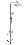 【20*20 Ducha Lluvia】(1)Ultrafina INOXY con sistema de ducha anti-cal,Boquilla de silicona anti-obstrucción,Girar ± 15 ° y 360 °,Resistente a la corrosión,Fácil de limpiar,Presión de agua es de 3 bar,14L/min,Inofensivo para la salud humana.(2) Distancia entre la pared y el centro de la cabezal ducha: 38,5~40 cm. (3) ATENCIÓN: Mida el tamaño de la cabezal ducha que necesita con antelación para evitar que la cabezal ducha sea demasiado grande y no pueda encajar en su cuarto de baño al instalarlo.