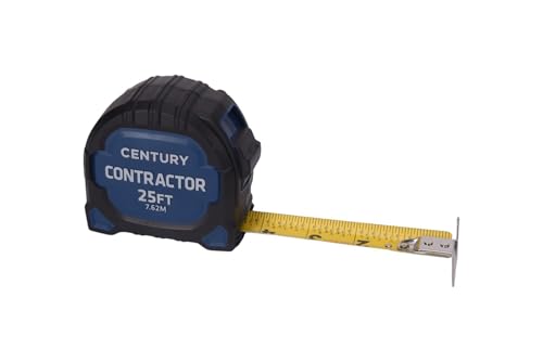 Image of Century Drill & Tool 72841 Contractor Fractional /Metric Tape Measure, 25 Foot | Dual-sided fractional & metric blade, reinforced magnetic hook, nylon-coated tape, impact-resistant case