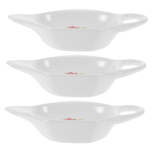 DECHOUS 3Pcs Ceramic Tea Bag Dish Holders Seasoning Dishes for Sauces Snacks Lightweight Design for Home Use for Afternoon Tea Kitchen Counter