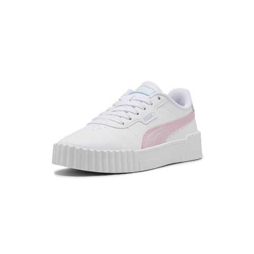 PUMA Carina Shoes Sneaker, White-Rose Mauve-Cool Weather, 4 US Unisex Big Kid