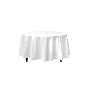 12-Pack Premium Plastic Tablecloth 84in. Round Table Cover – White