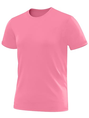 URBAN BUCK Neon High Visibility Lightweight Running Mens Shirt - Workout Swim UPF50+ Basic Short Sleeve Sun T-Shirt for Men
