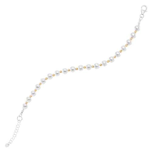 Silpada 'Limitless' Sterling Silver with 14K Yellow Gold Plating Hematite Beaded Bracelet, 7" + 1" (6mm)2