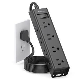 10 FT Extension Cord - Long Power Strip Surge Protector, Flat Plug, 12 Widely Outlets 3 Sides Outlet Extender, 900J, Wall Mount, Desk Charging Station Compact for Home Office Dorm Room Essentials