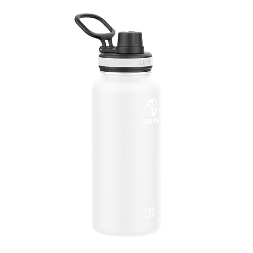 Takeya White Originals Vacuum-Insulated Stainless-Steel Water Bottle, 32oz (50012)