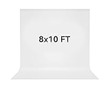 Vevelux 8X10 FT White Backdrop, 100% Polyester Photography Background Curtain Screen, Foldable White Screen Washable for Professional Photoshoot Portraits Party Video Studio