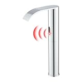 Charmingwater Touchless Bathroom Sink Faucet, Waterfall Vessel Bathroom Faucet with Automatic Sensor, Hands Free Sink Faucet, Tall Modern...