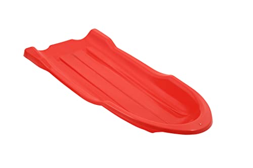 Image of Superio Toboggan Snow Sled for Kids and Adults, 46 inch Heavy Duty Plastic Open Back Slider with Handles and Hole for Pull Ropes- (Ropes Excluded) Kid and Adult Winter Fun