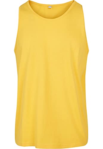 Build Your Brand Herren Basic Tank Top – Sportliches ärmelloses T-Shirt aus Baumwolle mit Rundhals für Training Gym Fitness Sommer und Casual Streetwear,Taxi Yellow,4XL