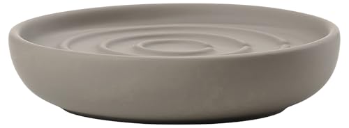 Image of ZONE DENMARK Nova Porcelain Soap Dish with Sophisticated Simplicity Soft Touch Coating - Elevate Your Bathroom Decor, Practical Design, Style and Functionality- (Taupe)