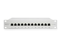 DIGITUS Cat-6A Patchpanel - 12 Ports - RJ45-Buchsen - 10-Zoll Rack-Mount 1HE - LSA Verteilerfeld - Geschirmt - Grau – Ansicht 2