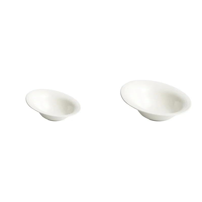 Piatti da Pranzo in Porcellana Bianca, Piatti Inclinati, Piatti da Portata per Insalata, Piatti da Portata per Dessert, Fruttiera, Stoviglie per Ristoranti, Utensili da C（M-One Size）