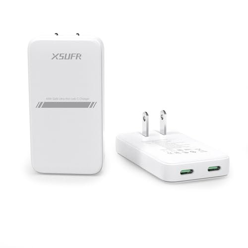 45W USB Wall Charger,Flat Wall Charger,Dual USB C with PD 3.0 & GaN,Folding USB Wall Plug for Traveling,Fast Charging for Laptops,Phones,Support 45w Super Fast Charging for Samsung Galaxy, White